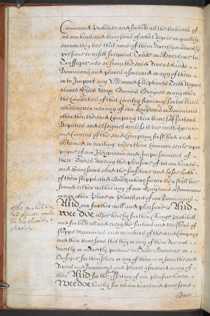 Karta przyznana Kompanii Królewskich Poszukiwaczy Przygód Anglii Handlującej w Afryce, Sloane MS 205, f.8v autorstwa English School