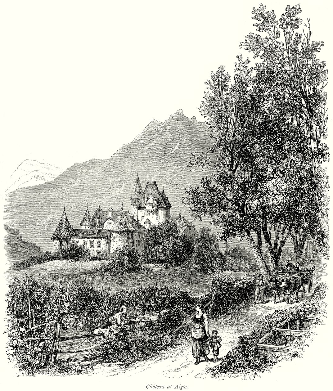 Zamek w Aigle (grawerunek) autorstwa English School
