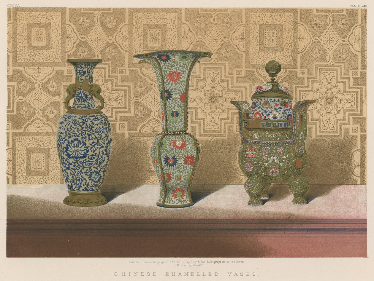 Chińskie wazony emaliowane (chromolit) autorstwa English School