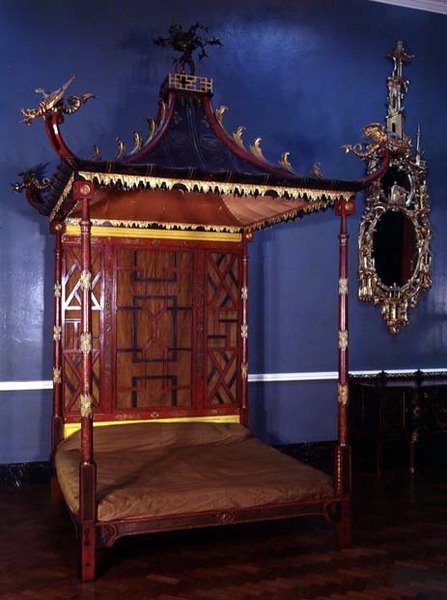 Łóżko Chippendale w stylu chińskim, z Badminton, Gloucestershire, 1750-54 autorstwa English School