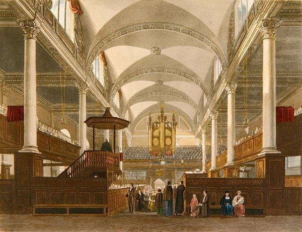 Christ Church, Newgate Street, ok. 1810 (kolor lito) autorstwa English School