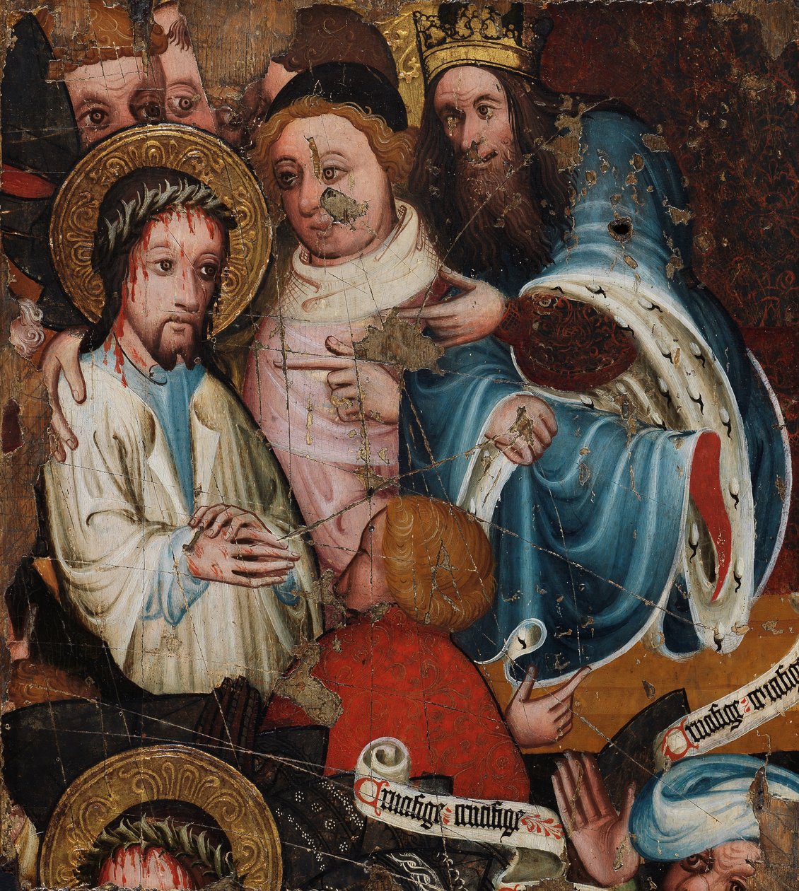 Chrystus przed Piłatem, ok. 1400-25 (tempera i złoty płatek na desce) autorstwa English School