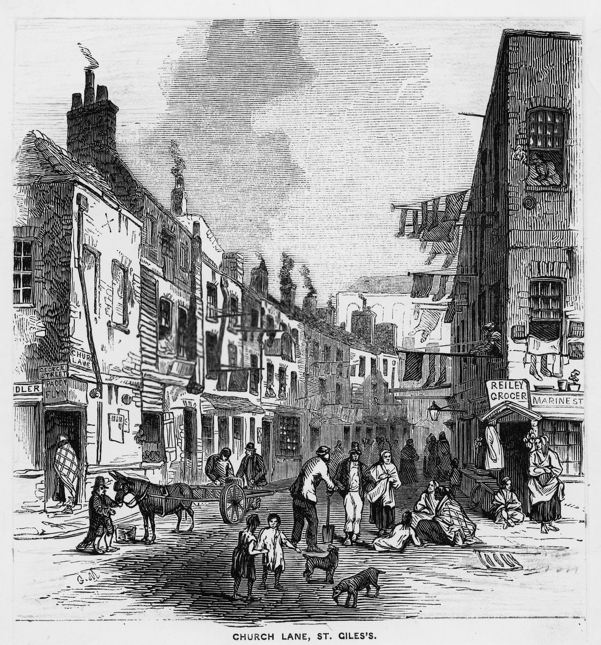 Church Lane, St Giles, c.1840 (rycina) autorstwa English School