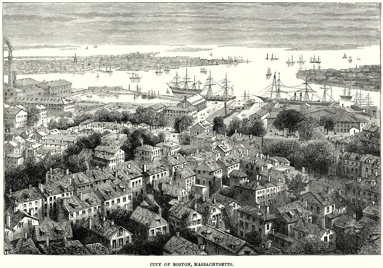 Miasto Boston w stanie Massachusetts (grawerunek) autorstwa English School