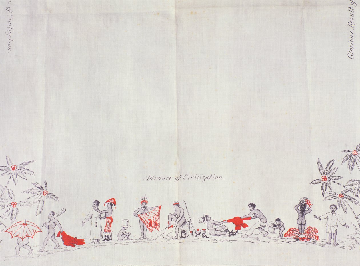 Cywilizacja Fidżi, 1879 (druk na bawełnie) autorstwa English School