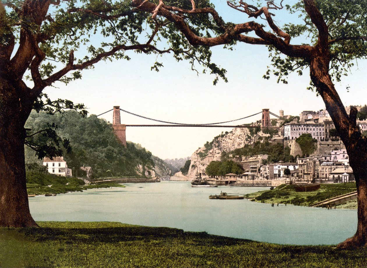 Clifton Suspension Bridge (zdjęcie ręcznie kolorowane) autorstwa English School