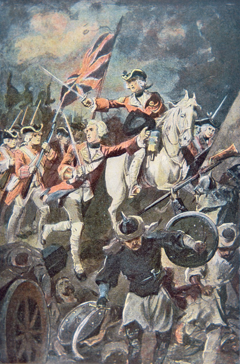 Clive at Plassey (kolor lito) autorstwa English School