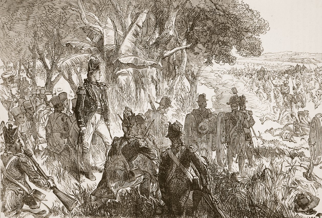 Clive at Plassey, ilustracja z Cassells Illustrated History of India autorstwa Jamesa Granta, wyd. 1879 autorstwa English School
