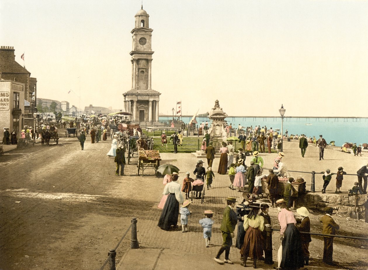 Wieża Zegarowa, Herne Bay (zdjęcie ręcznie kolorowane) autorstwa English School