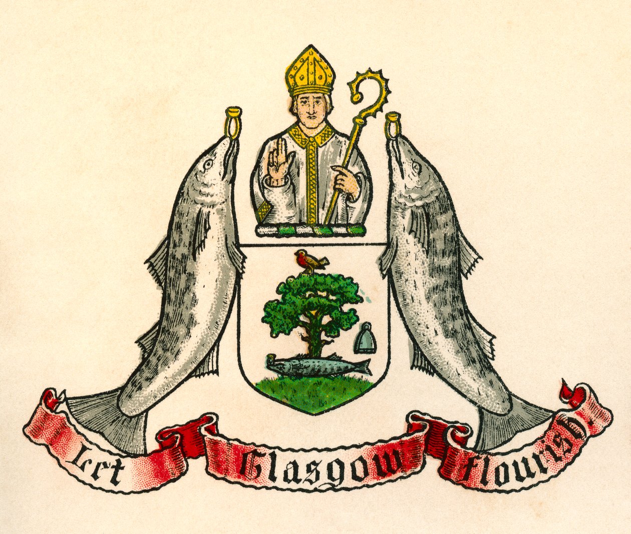 Herb Glasgow, Szkocja autorstwa English School
