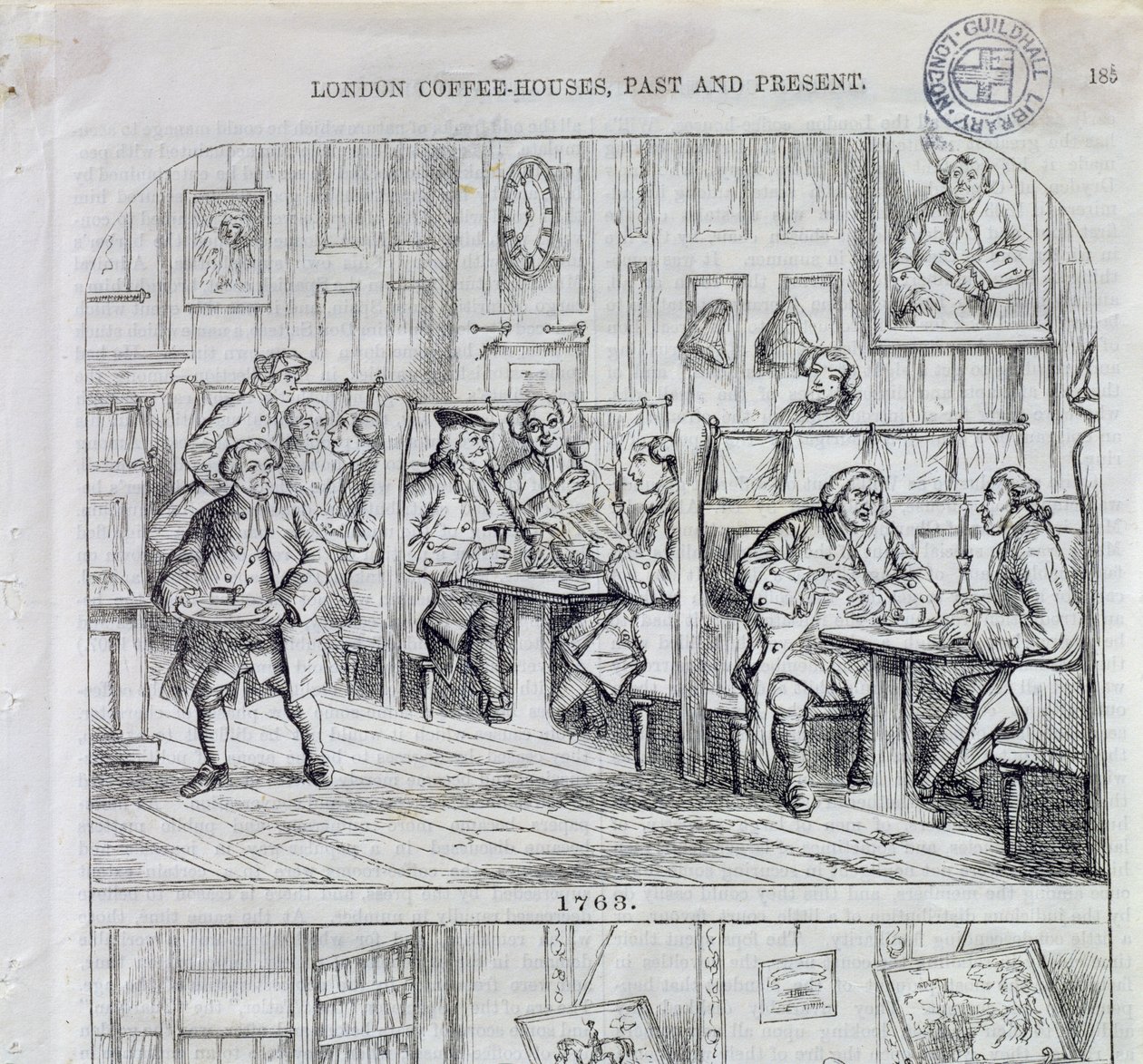 Coffee Room w 1763, z London Coffee-Houses Past and Present (kolor grawerowany) autorstwa English School