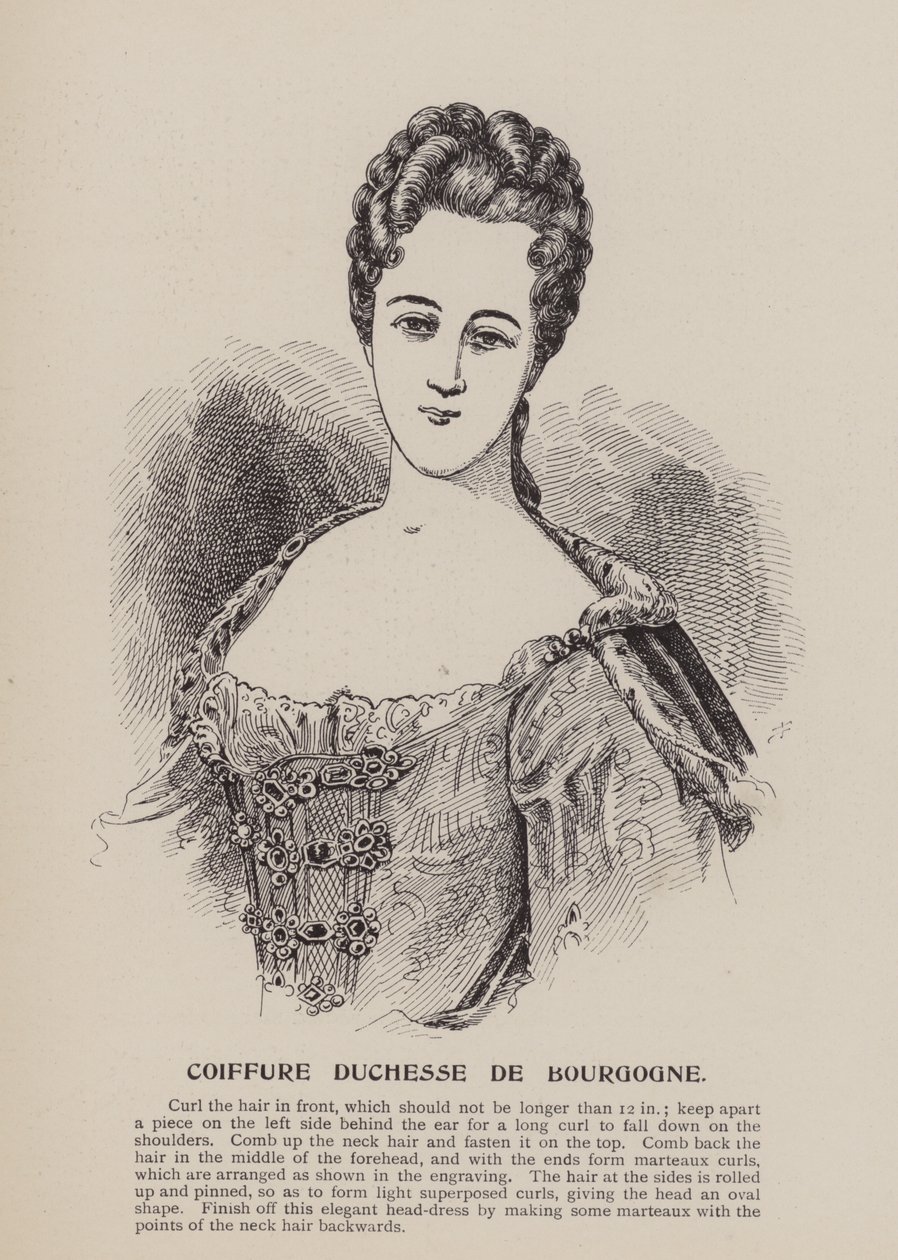 Fryzura księżnej de Bourgogne (rycina) autorstwa English School