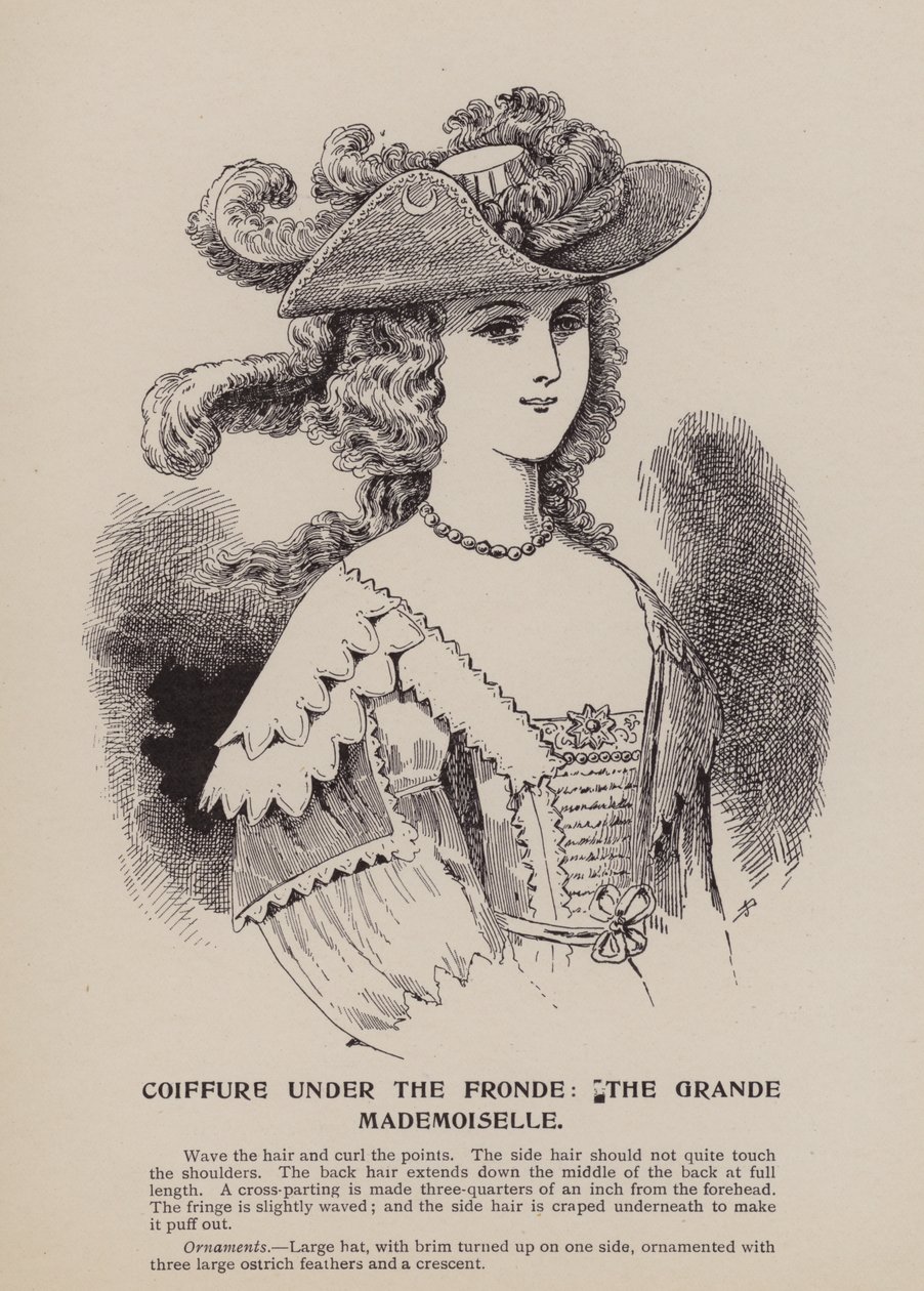 Coiffure pod Frondą, Grande Mademoiselle (rycina) autorstwa English School