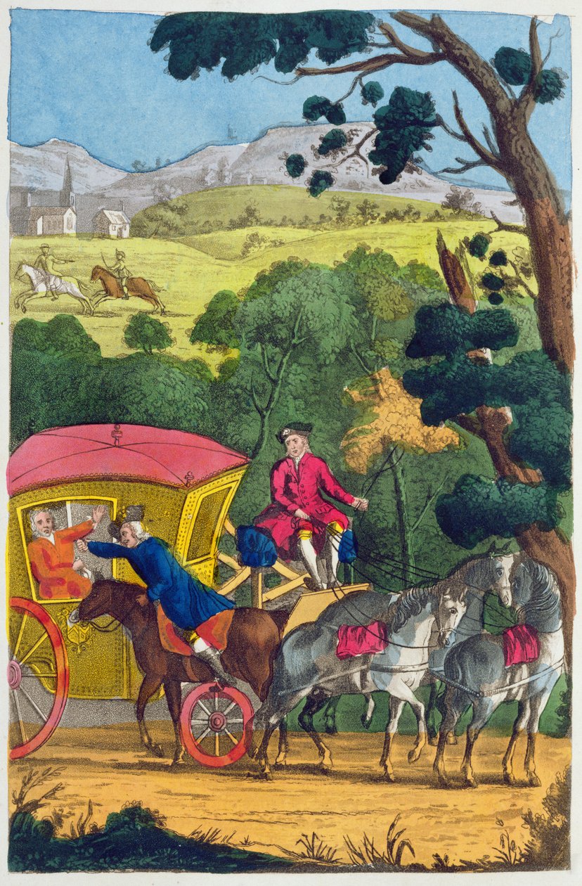 Pułkownik Jack okradający Mary Smith w Maidenhead Gąszcz, ilustracja z Żywotów i przygód najbardziej sławnych bandytów i ulicznych rabusiów... opublikowana w 1822 r. autorstwa English School