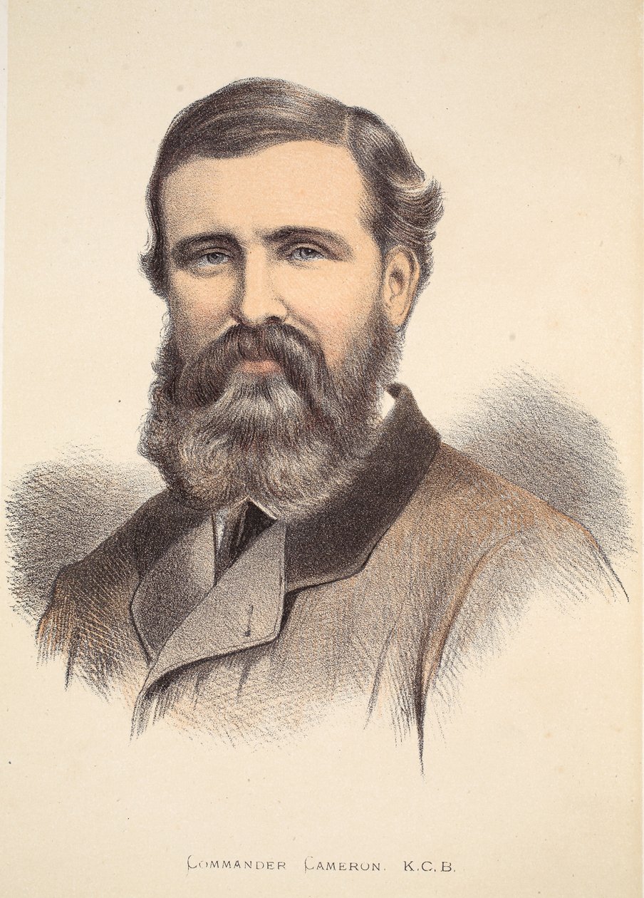 Komandor Cameron, ilustracja z The Pictorial Edition of the Life and Discoveries of David Livingstone autorstwa J. Ewing Richie, wyd. przez A. Fullartona & Co., 1876 autorstwa English School