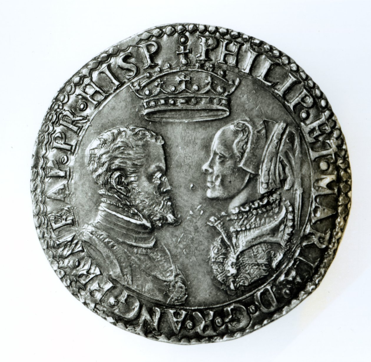 Szyling pamiątkowy za ślub Filipa II Hiszpańskiego (1527-98) z Marią I Angielską (1516-58) 1554 (srebro) autorstwa English School