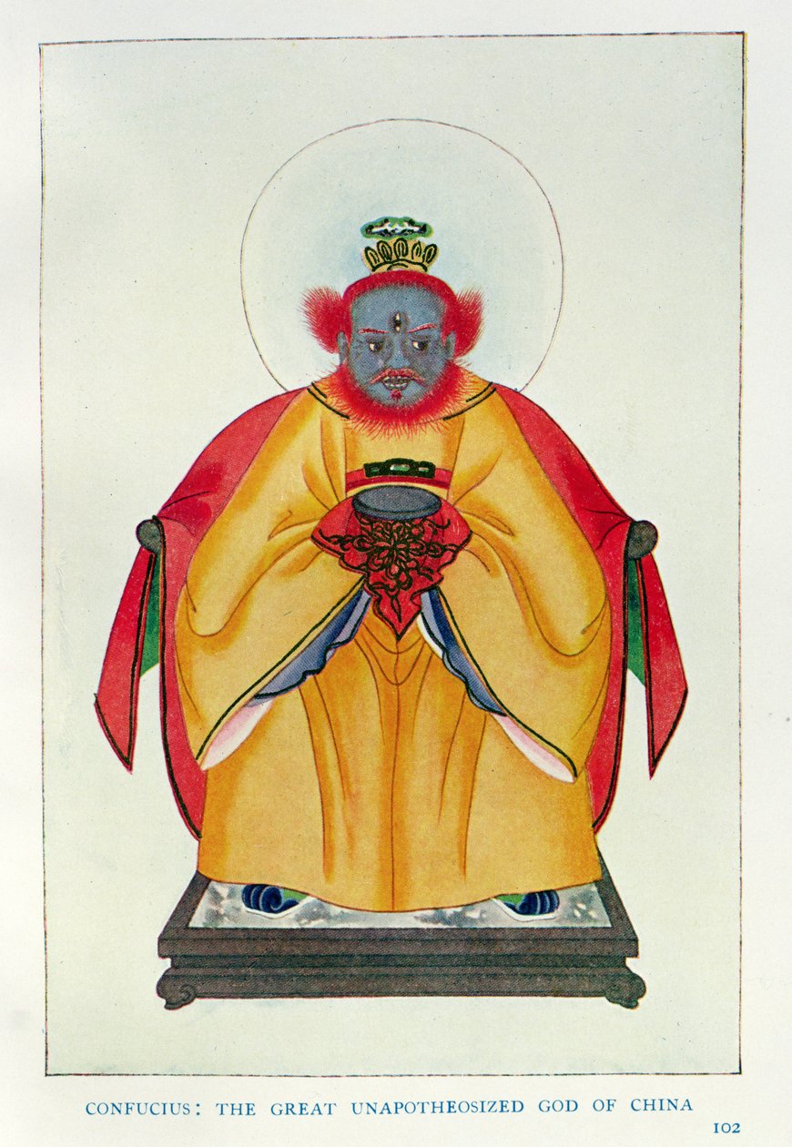 Konfucjusz (551-479 p.n.e.): The Great Unapotheosized God of China, ilustracja z "Myths and Legends of China", autorstwa Edwarda T.C. Wernera, wyd. przez George G. Harrap  Co. autorstwa English School