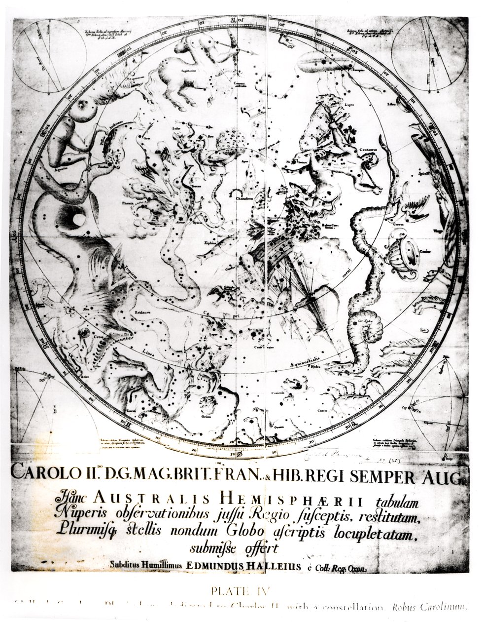 Konstelacje półkuli południowej ze „Streszczenia komet” Sir Edmunda Halleya (1656-1742) 1705 autorstwa English School