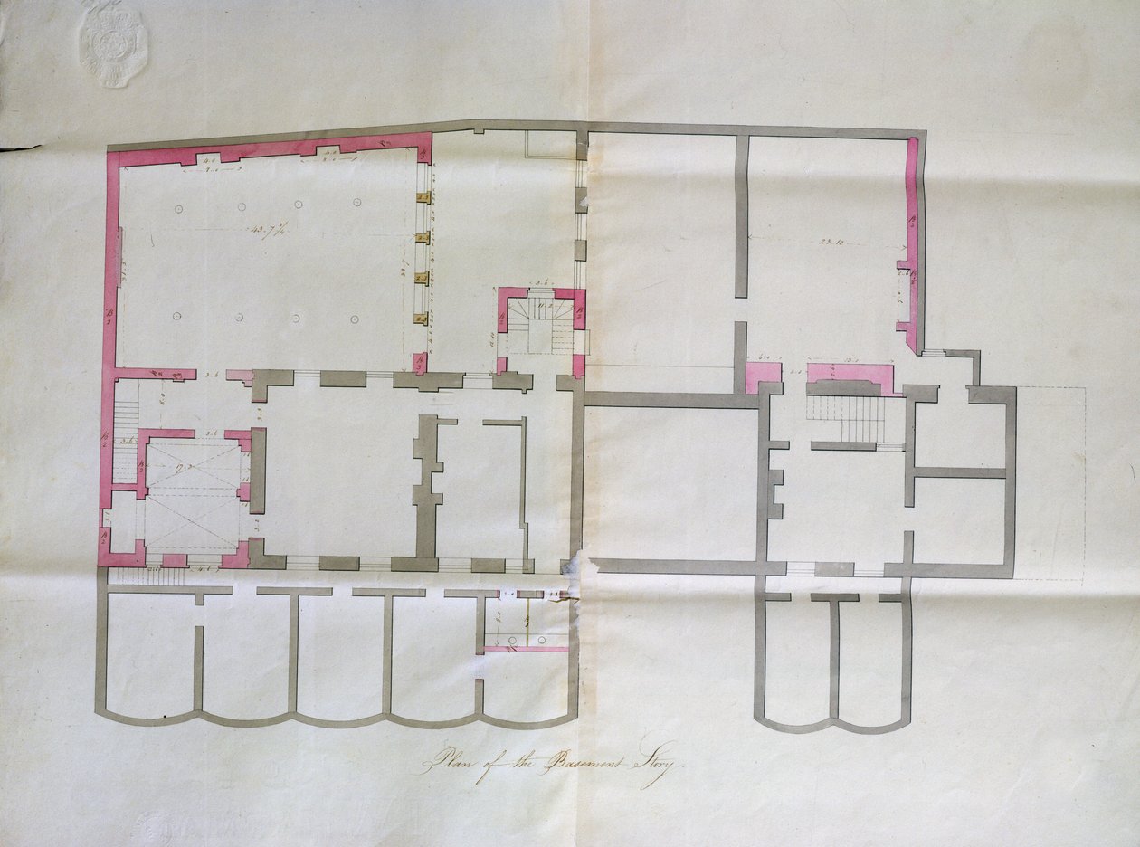 Rysunek kontraktu dla piwnicy Royal Institution, 1800 autorstwa English School