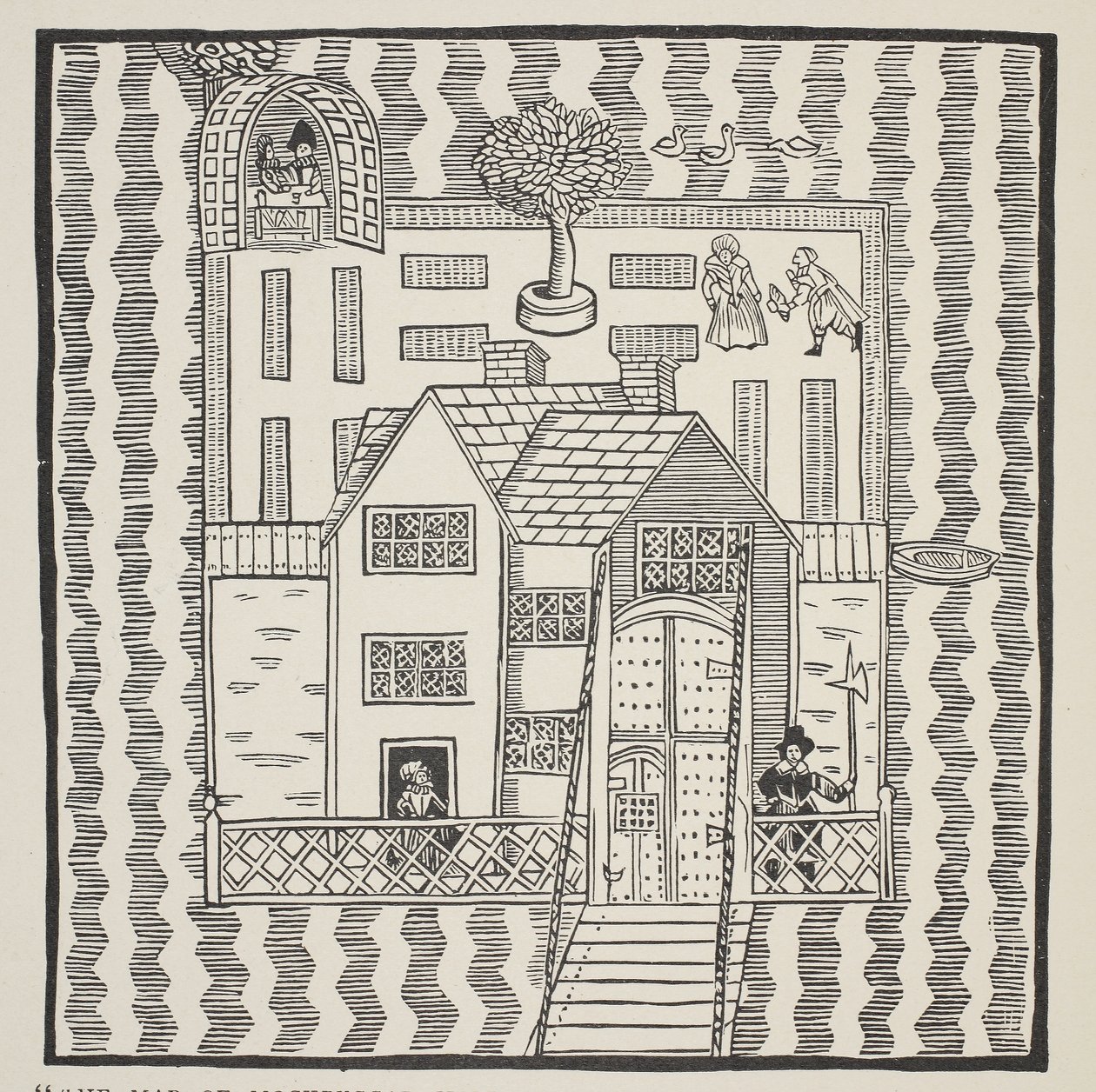 Kopia Mapy Mockbeggar Hall, z jego sytuacją w rozległym kraju zwanym gdziekolwiek, ok. 1633, z Ballady o Roxborough autorstwa English School