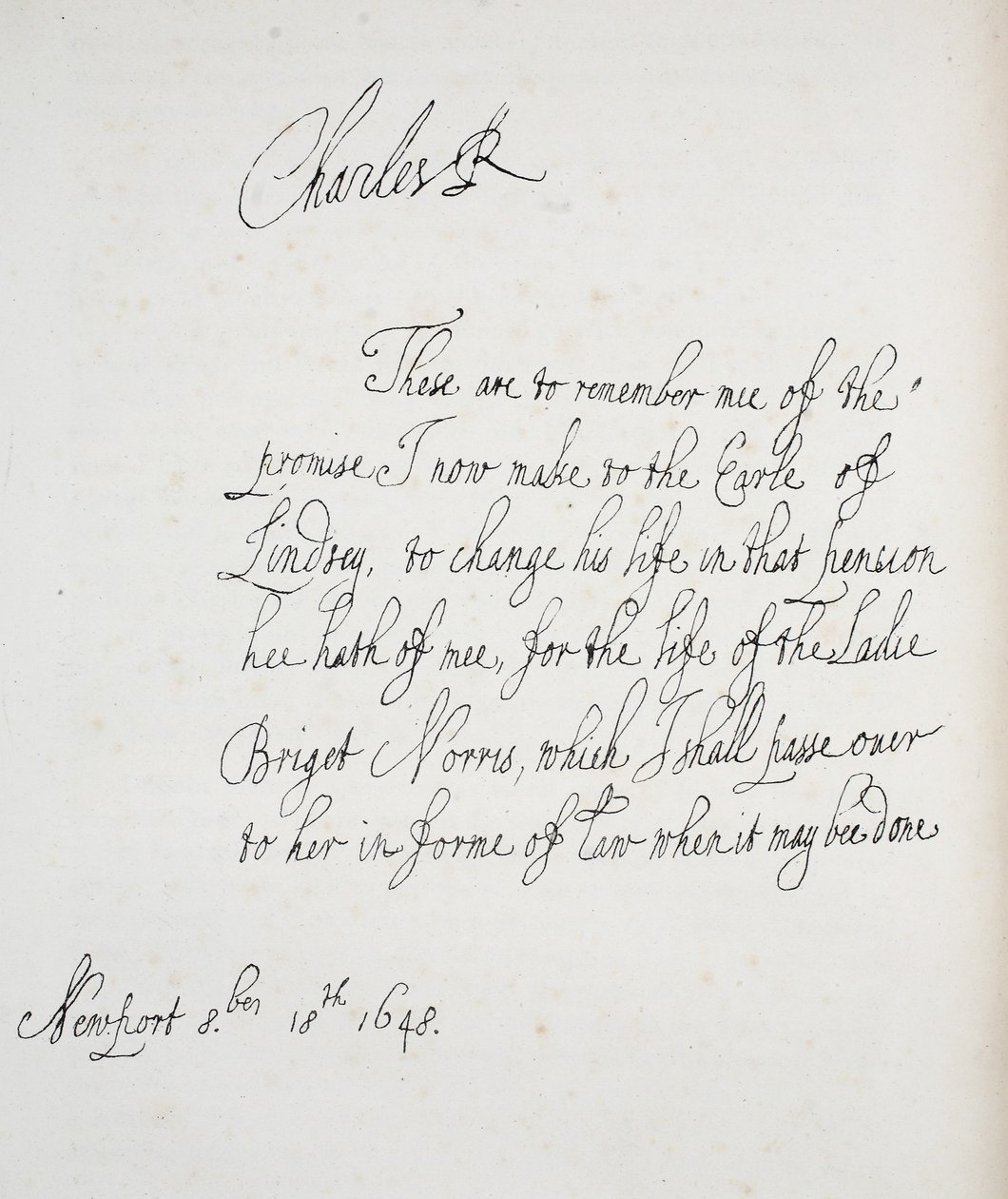 Kopia listu napisanego przez Karola II, 1648 autorstwa English School