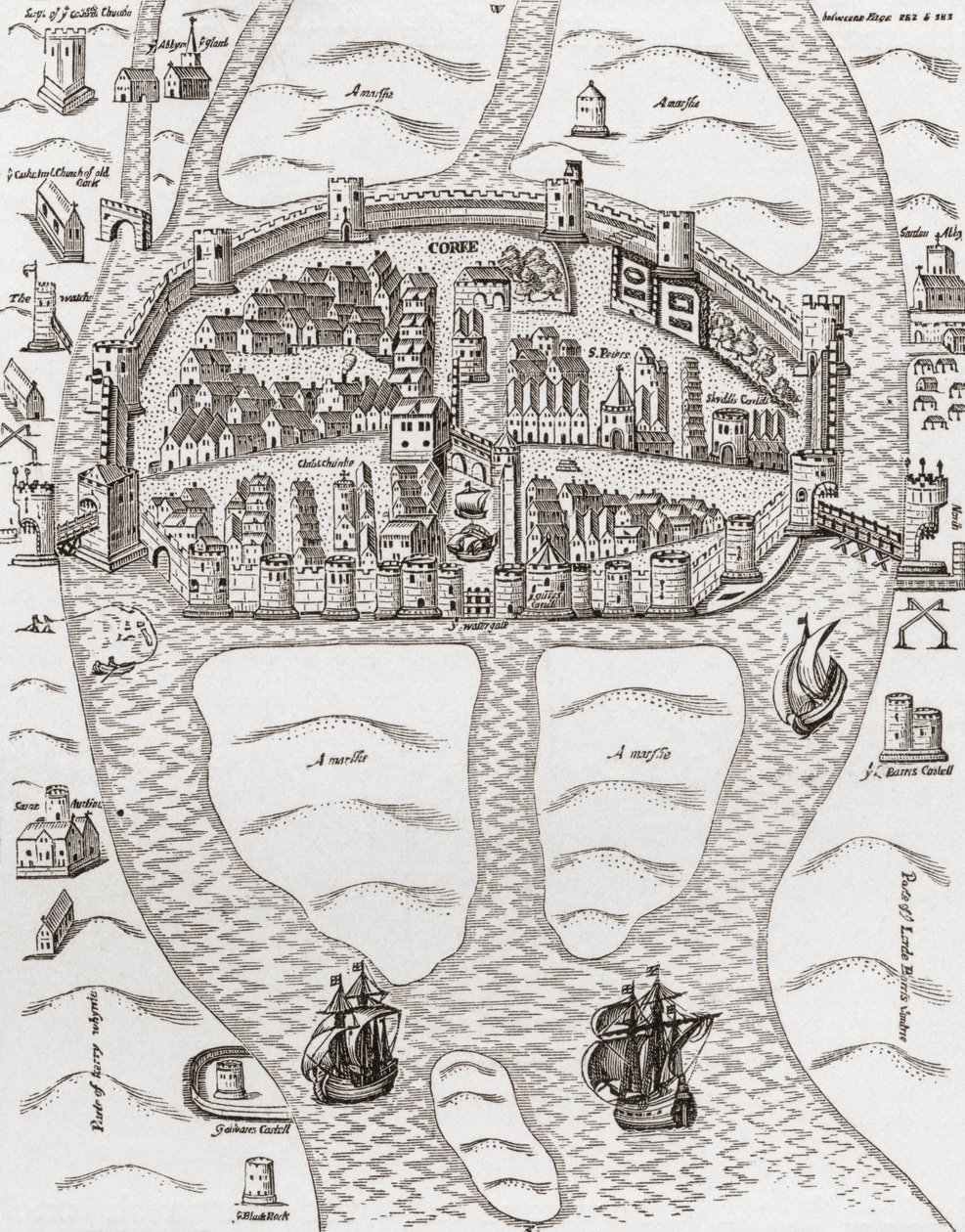 Cork, hrabstwo Cork, Irlandia w 1633 r., z „Krótkiej historii ludu angielskiego” J.R. Greena, opublikowanej w 1893 r. autorstwa English School