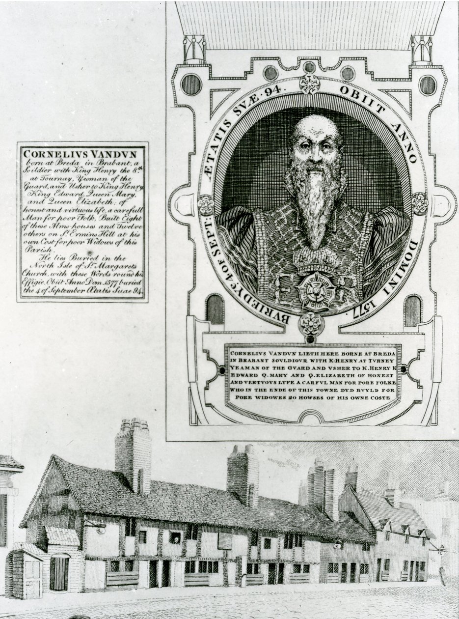 Cornelius Van Dun (1483-1577) Miejsce pamięci i przytułek, 1798 autorstwa English School