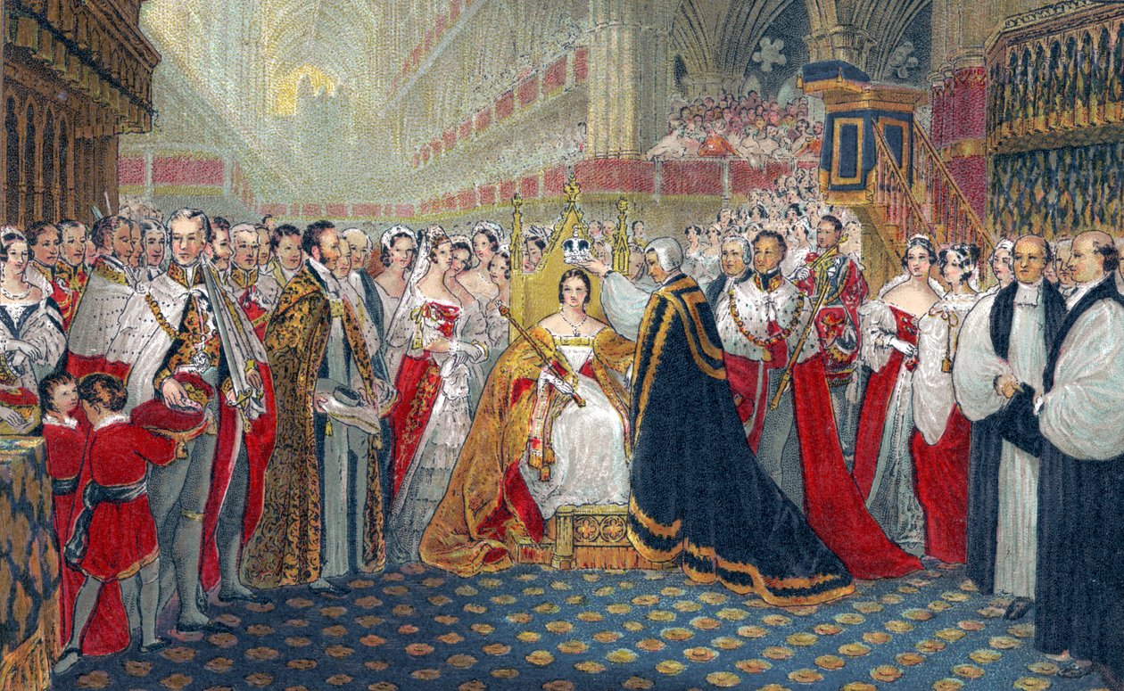 Koronacja królowej Wiktorii w 1837 roku (druk) autorstwa English School