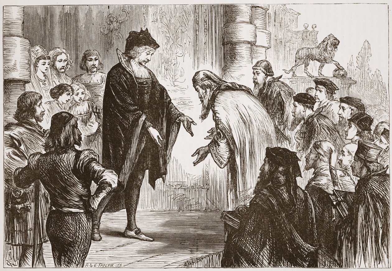 Cosmo I przyjmujący swoich przyjaciół i klientów, ilustracja z Historii protestantyzmu Jamesa Aitkena Wylie (1808-1890), wyd. 1878 autorstwa English School