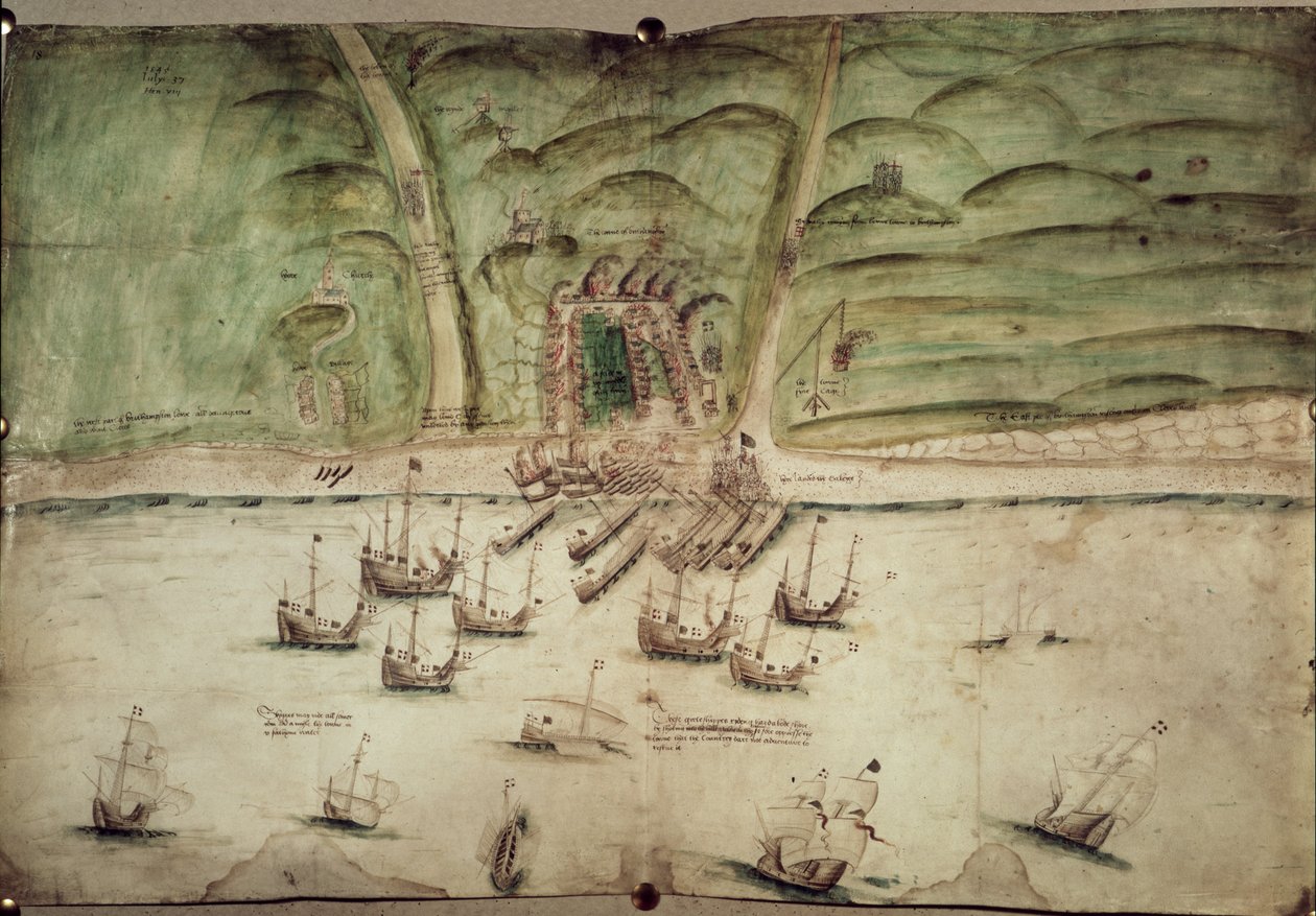 Cotton Augustus I.i f.18 Plan Brighton pod atakiem autorstwa English School