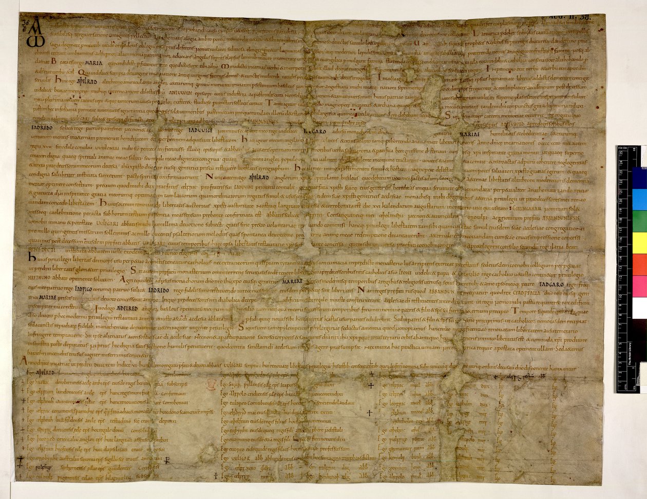 Bawełna Augusta ii. 38 f.1 Przywrócenie wolności Abingdon, 993 (tusz na welinie) autorstwa English School