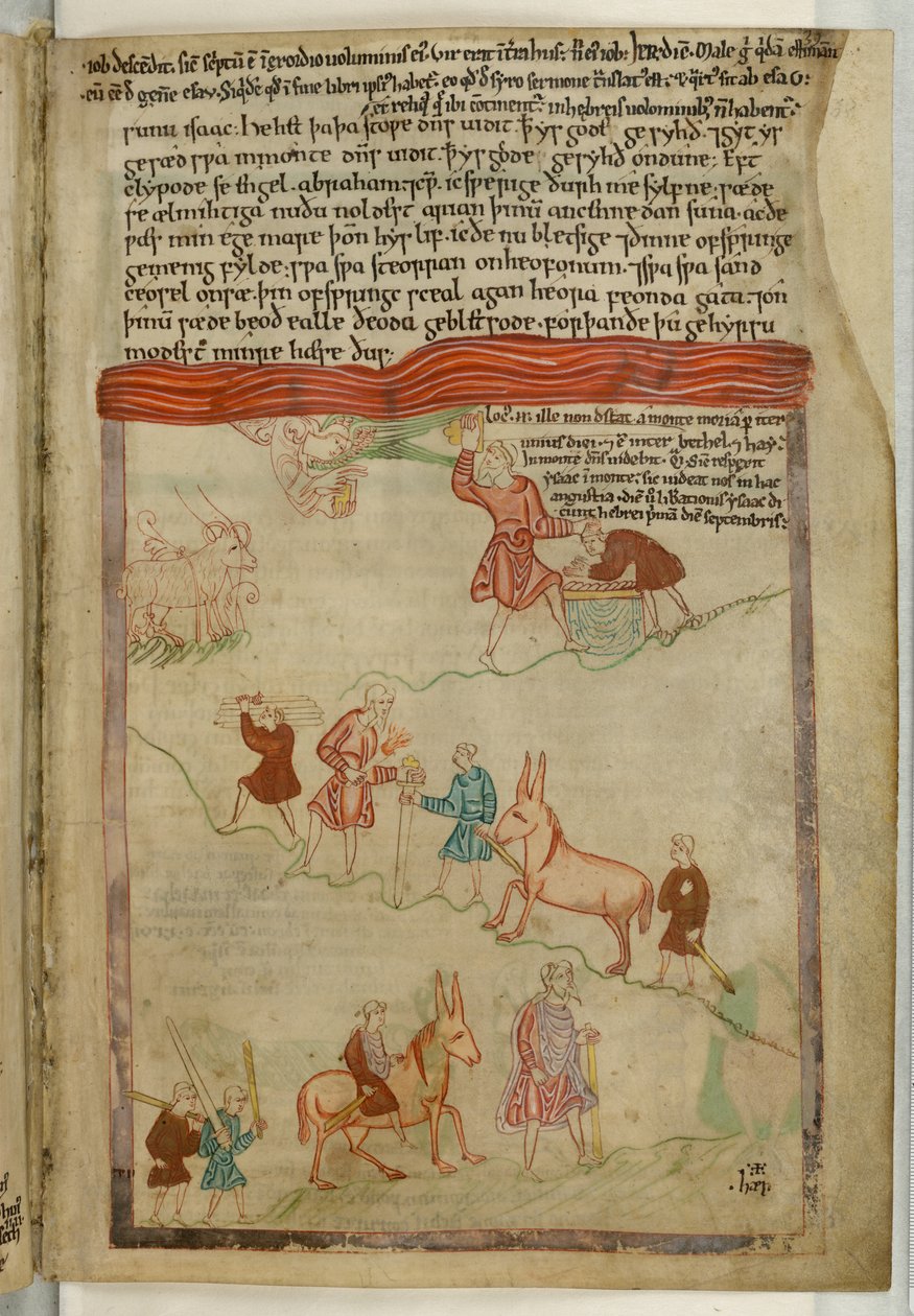 Cotton Claudius B. IV f.38, Genesis. Opowieść o podróży ze „Staroangielskiego Heksateuchu” (welum) autorstwa English School