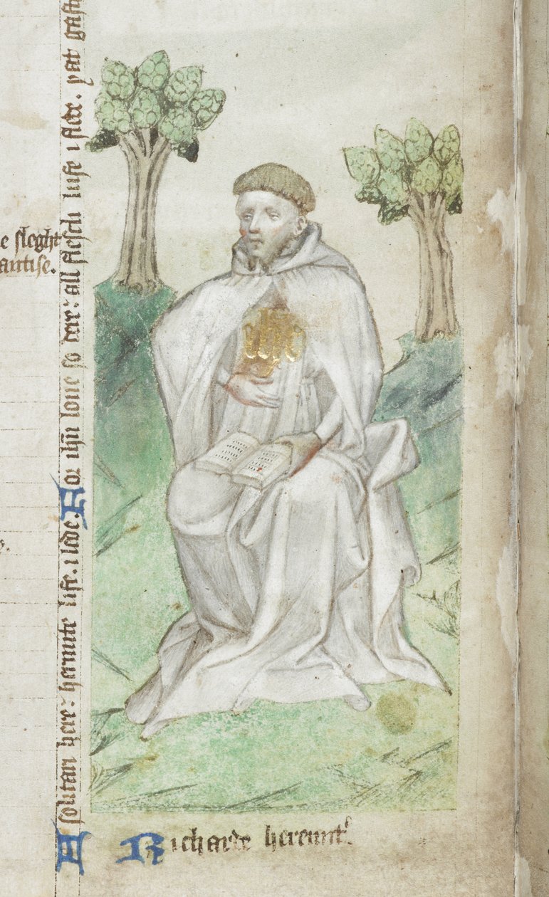 Bawełna MS Faustina B.VI (2) f008v, Richard Rolle z Hampole, detal (welin) autorstwa English School