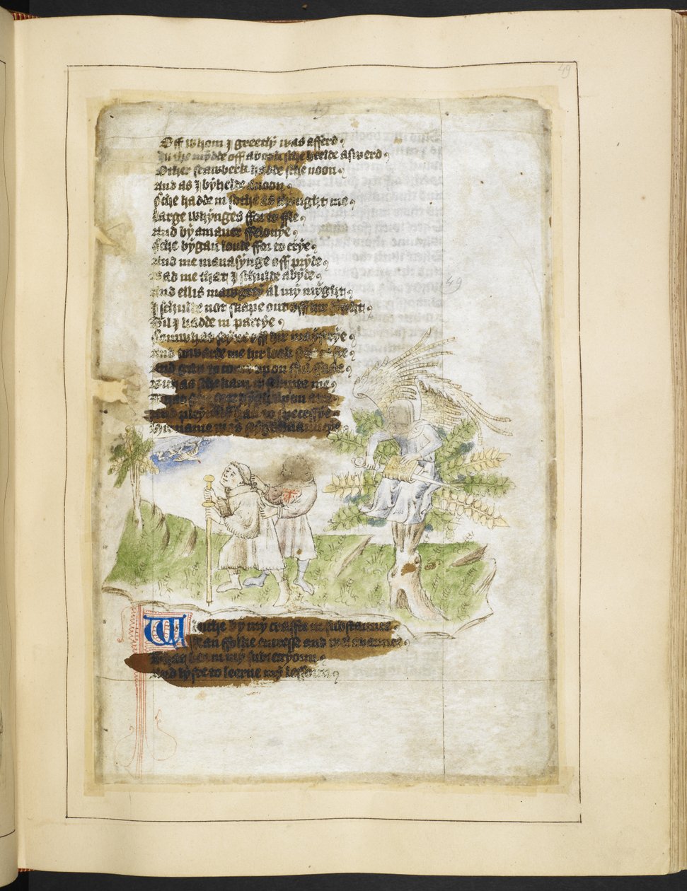 Cotton Ms Tiberius A vii fol.49 Personifikacja Nekromancji (welum) autorstwa English School