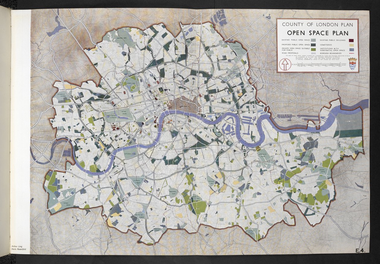 County of London Open Space Plan / przygotowany dla rady hrabstwa Londyn przez J.H. Forshaw i Partick Abercrombie autorstwa English School