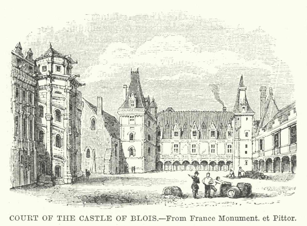 Dwór w zamku Blois (rycina) autorstwa English School