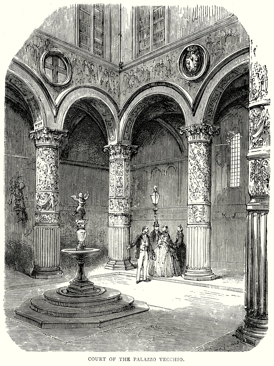 Dziedziniec Palazzo Vecchio (rycina) autorstwa English School