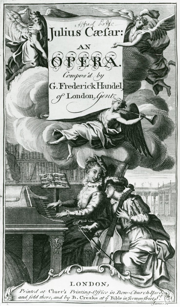 Okładka Nuty do opery Haendla Juliusza Cezara wydanej w 1724 r. (rycina) (fot. bw) autorstwa English School