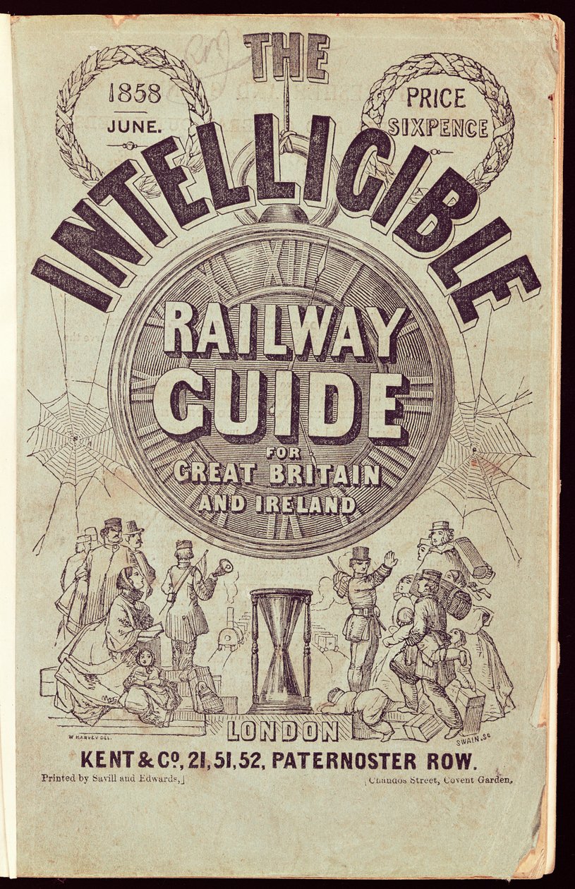 Okładka "The Intelligible Railway Guide", czerwiec 1858 r. (druk) autorstwa English School