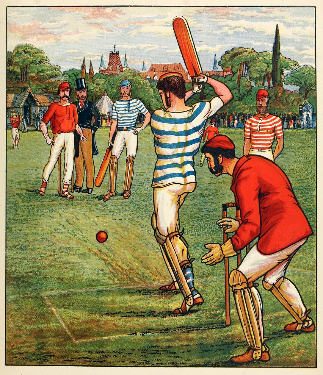 Cricket, z brytyjskiego Sports and Games, wyd. C. 1880. autorstwa English School