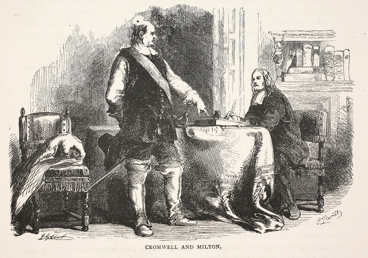 Cromwell i Milton autorstwa English School