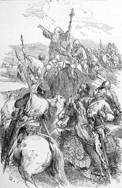 Krzyżowcy zbliżający się do Jerozolimy, z „Historii Francji”, Emile de Bonnechose, wydanej przez Ward, Lock and Co, Londyn (rycina) autorstwa English School