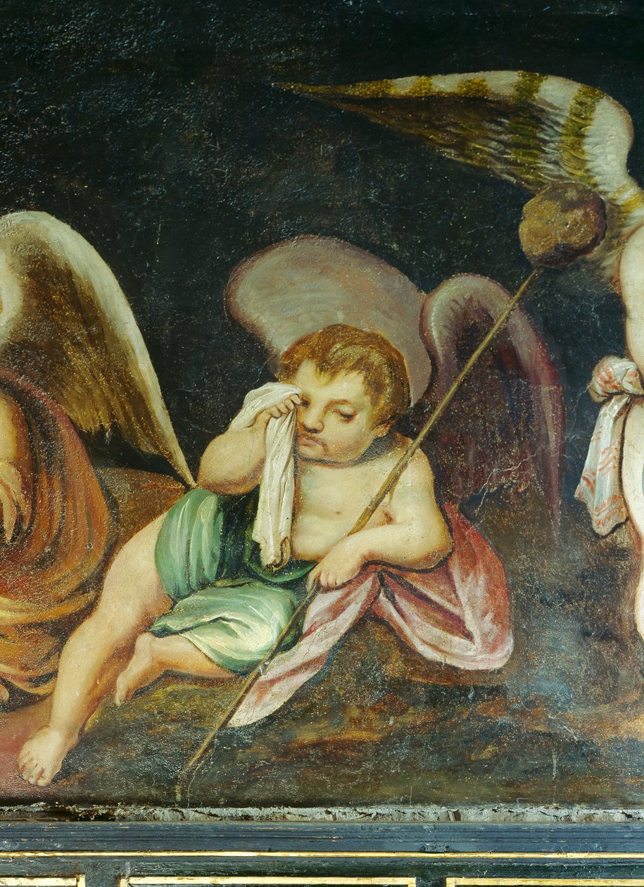 Płaczący cherubin, fragment fryzu w Sali Niebiańskiej (olej na płótnie) autorstwa English School