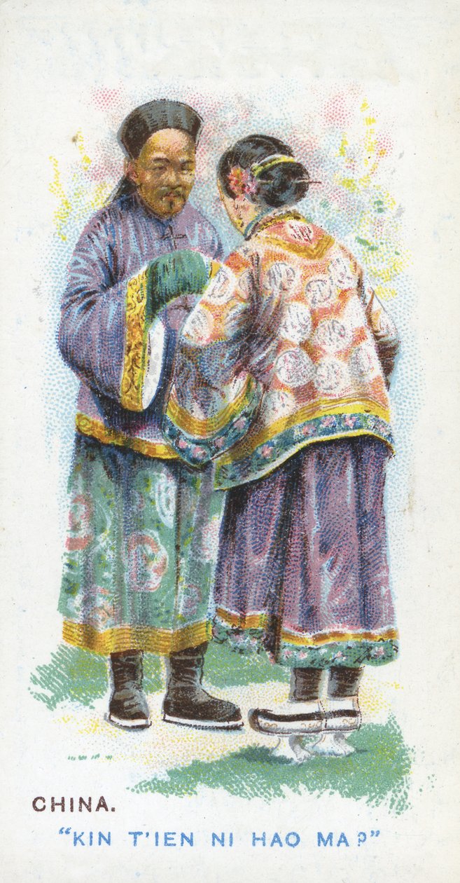 Zwyczajowe powitanie w Chinach, 1907 autorstwa English School