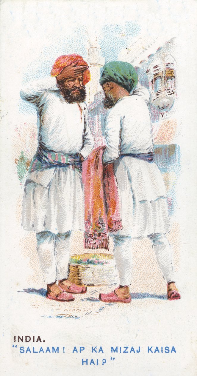Zwyczajowe powitanie w Indiach, 1907 autorstwa English School