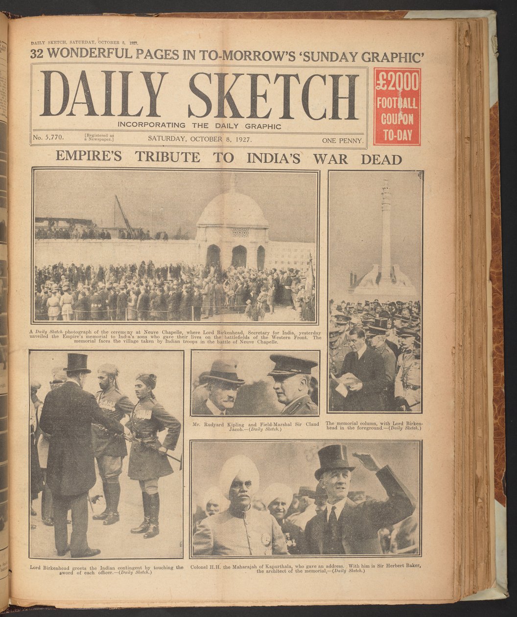Daily Sketch, pokazujący Rudyarda Kiplinga w Neuve Chapelle, 8 października autorstwa English School