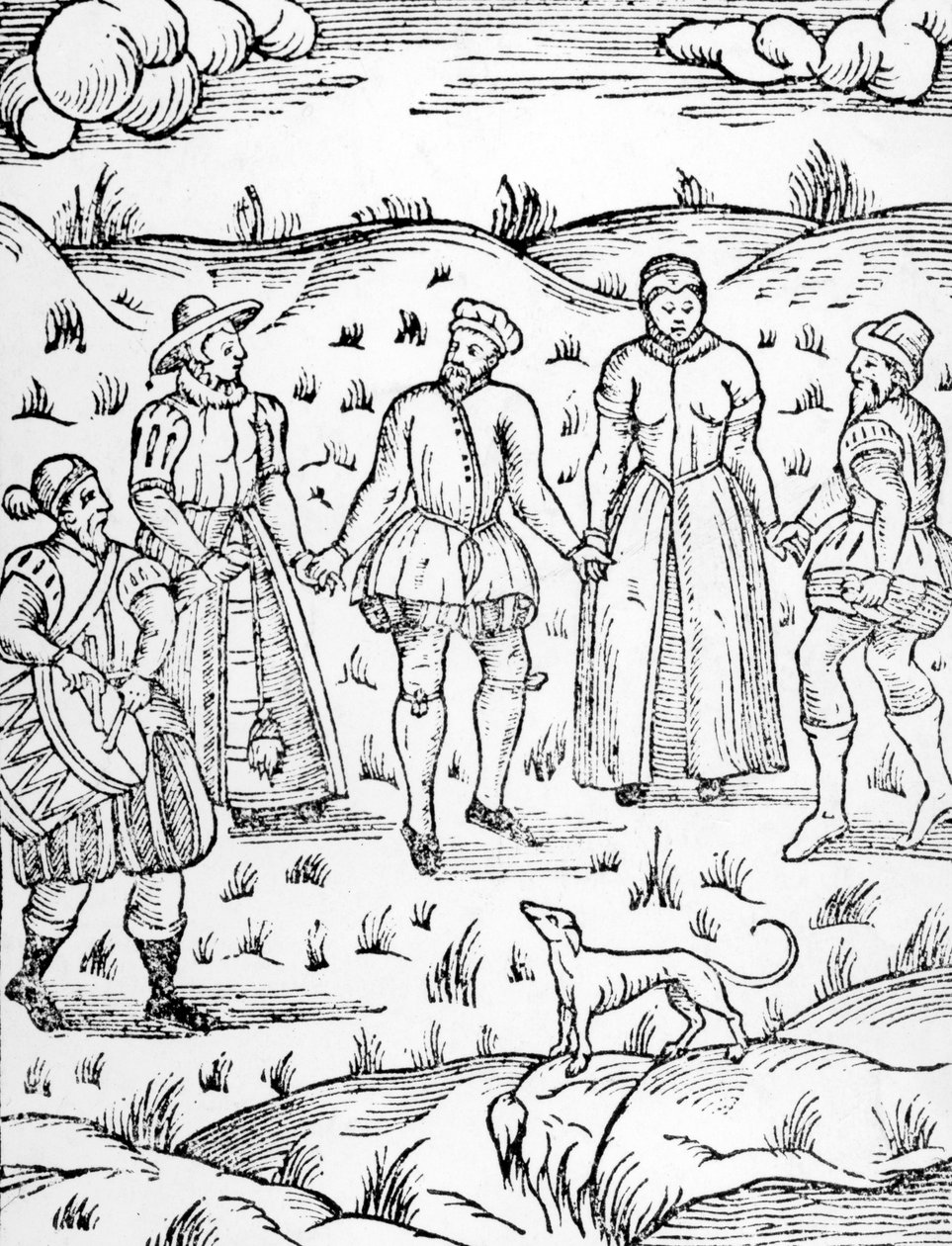 Taniec z perkusistą, od Doome ostrzegającego wszystkich ludzi do Sądu Stephena Batemana, 1581 autorstwa English School