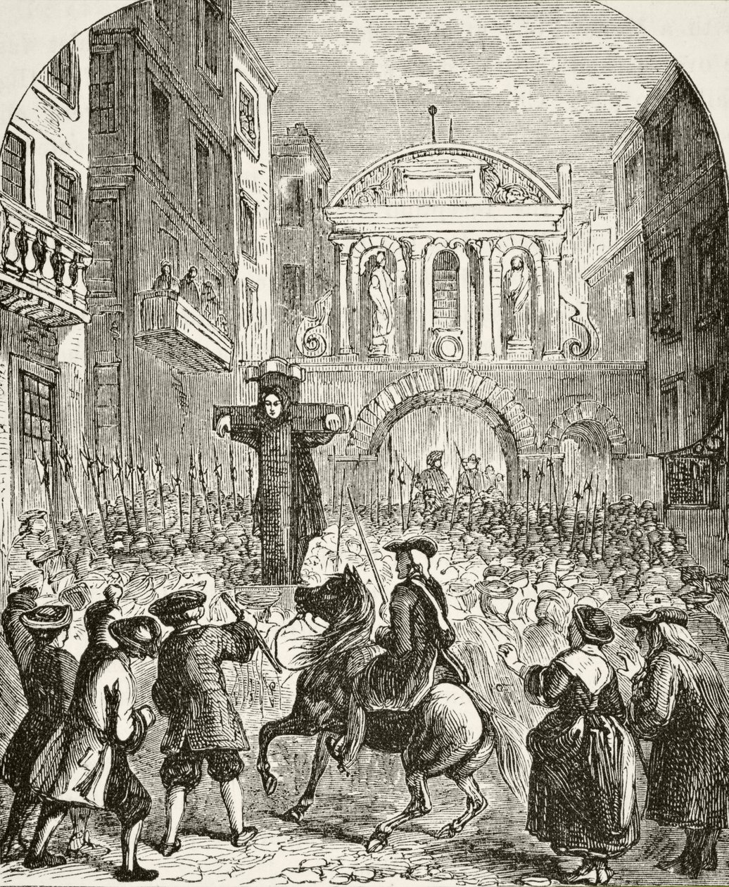 Daniel Defoe pod pręgierzem w Temple Bar, z 