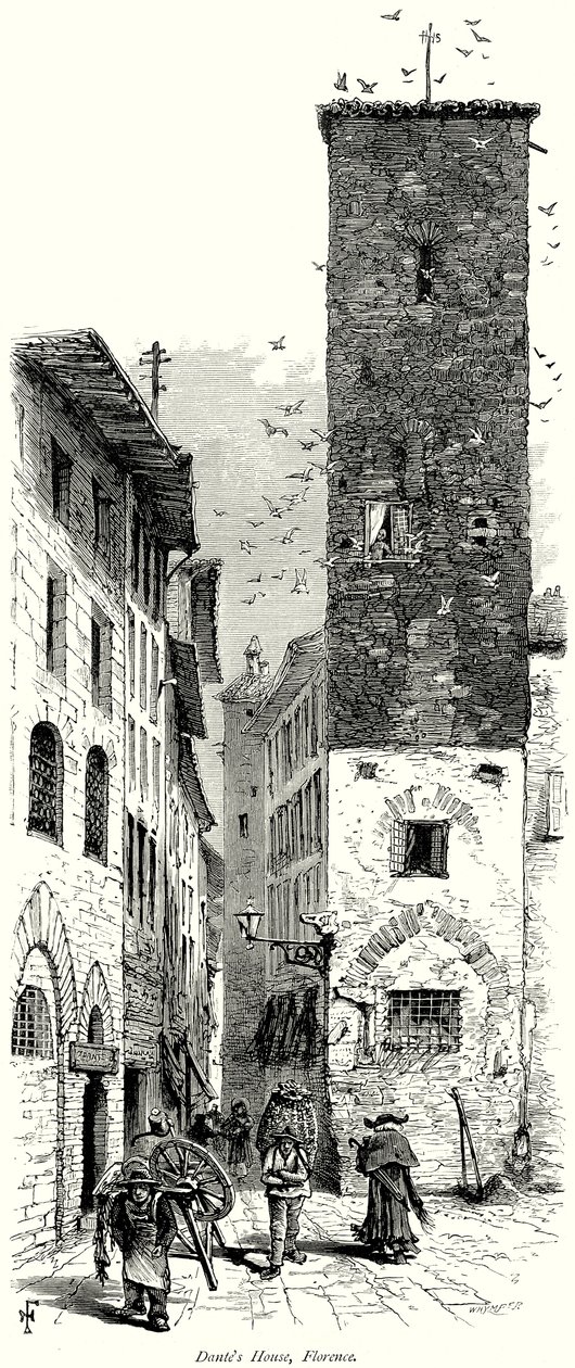 Dom Dantego, Florencja (rycina) autorstwa English School