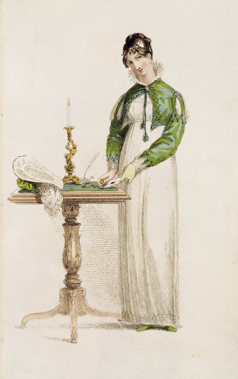 Sukienka dzienna, modny talerz z Ackermanns Repository of Arts autorstwa English School